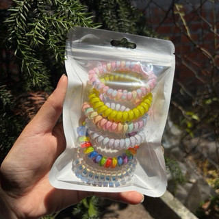 Set 5 Dây cột tóc lò xo màu cầu vồng pastel xinh iu ngọt ngào