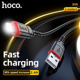 Cáp sạc dây dù siêu bền Hoco X59 cổng LaiNing, dài 2M