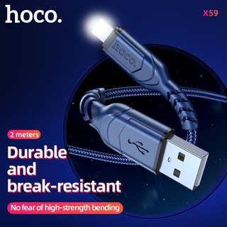 Cáp sạc dây dù siêu bền Hoco X59 cổng LaiNing, dài 2M