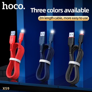 Cáp sạc dây dù siêu bền Hoco X59 cổng LaiNing, dài 2M