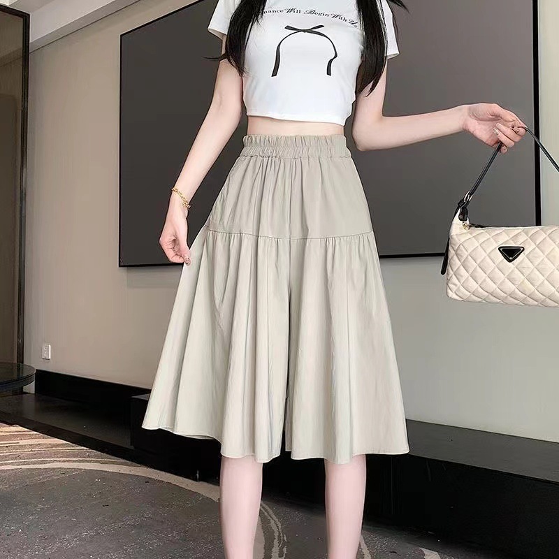 [KHUYẾN MẠI MỞ BÁN] Quần giả váy nữ big size lửng ống rộng xếp ly ngang gối cạp chun mẫu mới 2026 chất mềm mát