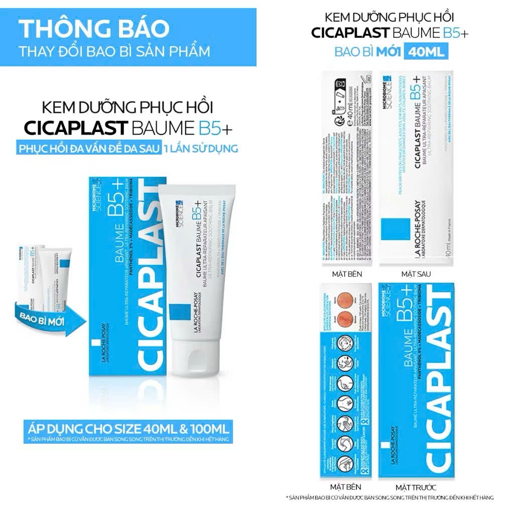 [Hàng Chính Hãng] [Tặng Mặt Nạ] Kem dưỡng hỗ trợ làm dịu & phục hồi da La Roche-Posay Cicaplast Baume B5