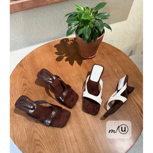 👢🩴👢Guốc quai da xinh gót loe