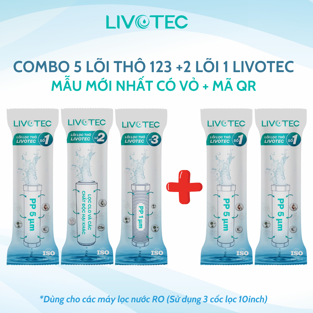 Combo Lõi Lọc Thô 123 Karofi Livotec (Thêm 1 Đến 2 Lõi Số 1) Có Serial Chính Hãng Thay Thế Được Cho Cốc Lọc 10Inch