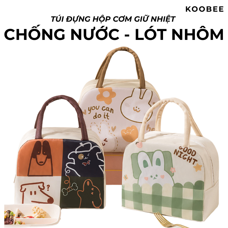 Túi Đựng Hộp Cơm Giữ Nhiệt Vải Oxford Chống Nước Họa Tiết Hoạt Hình – Mang Đi Học, Đi Làm Tiện Lợi | Mã 168