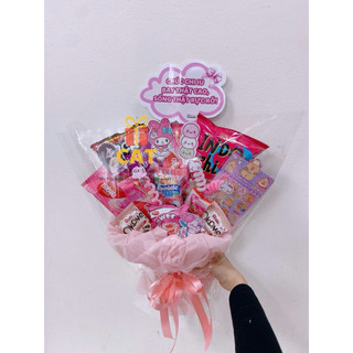 Bó quà snack màu hồng siêu xinh 🎀 | Quà tặng bạn gái, sinh nhật, tốt nghiệp| Bó hoa bánh kẹo mix đồ dùng học tập