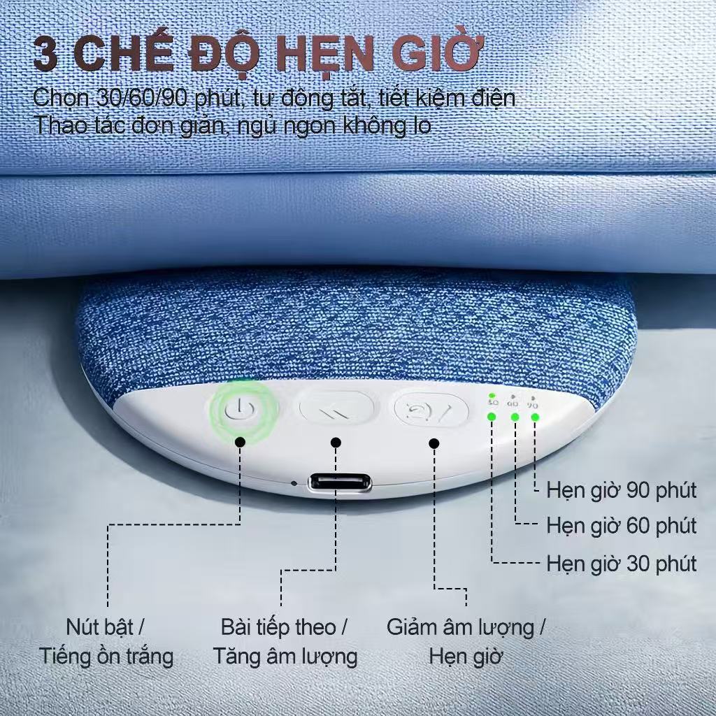 Loa Ngủ X3 PRO Bluetooth 5.4 Hẹn giờ 30 / 60 / 90 phút, Âm thanh nổi HIFI