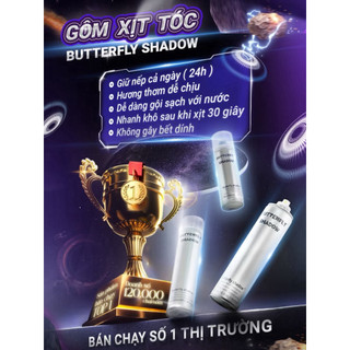 Gôm xịt tóc Butterfly Shadow 150ml 320ml 600ml Chính hãng, Gôm bạc giữ nếp tạo kiểu nam nữ GM01