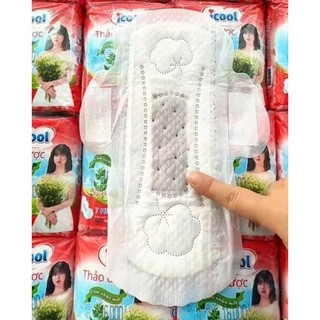 Băng vê sinh ICOOL Thảo Đỏ Dược Ngải Cứu 7 miếng BVS mặt Vải Caro 3D Mềm êm Có Cánh Không Mát KhửMùi