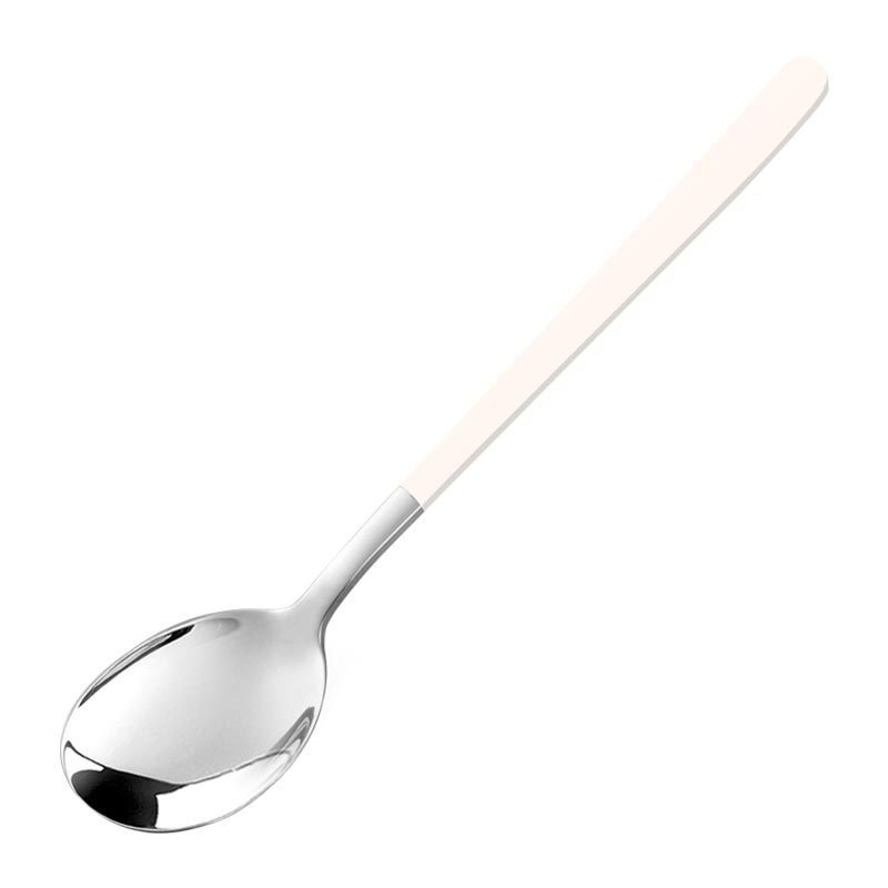 Bộ 5 Thìa Muỗng Ăn Cơm Cán Dài Inox 304 Cao Cấp - Bộ Thìa Trắng Phong Cách Hàn Quốc Ăn Cơm, Phở, Cháo, Soup (BA26)