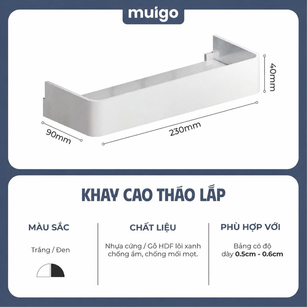Kệ khay cao tháo lắp cho bảng Pegboard | Phụ Kiện Pegboard Đa Năng