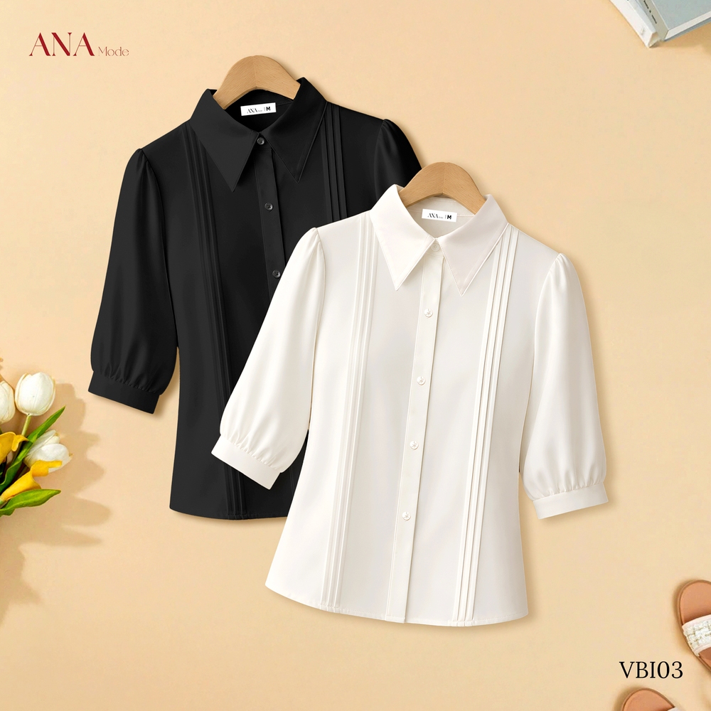 Áo Kiểu Sơ Mi Nữ ANA Mode Chất Liệu Lụa Ngọc Trai Thanh Lịch Đi Làm Quà Tặng Mẹ AK25VBI03