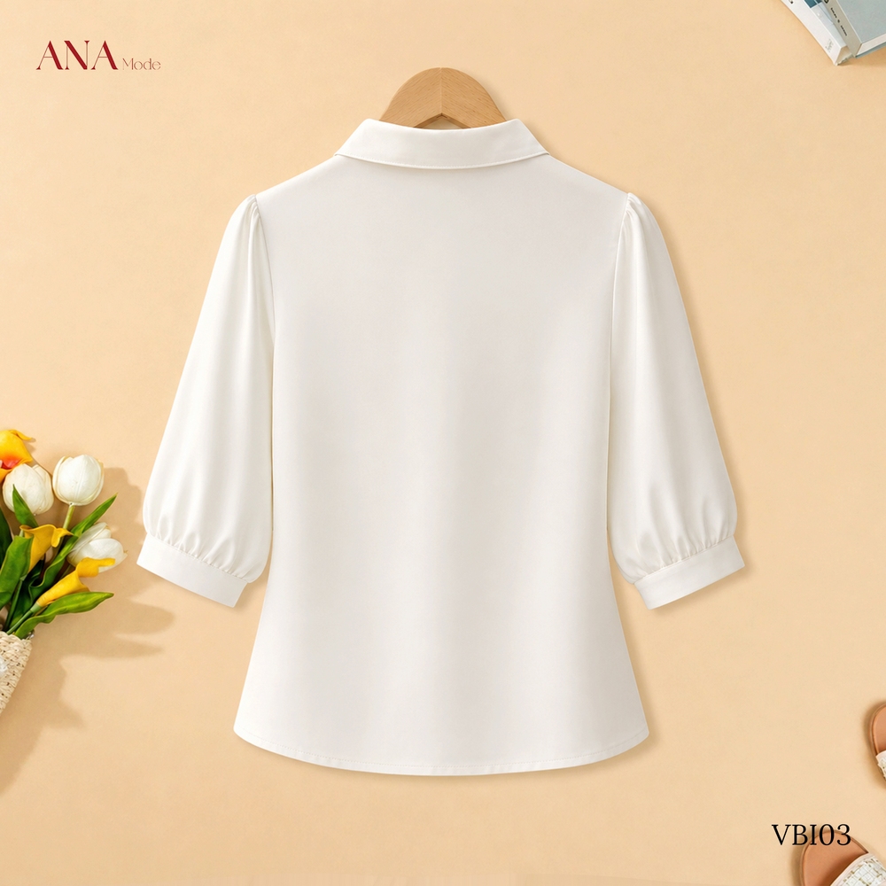 Áo Kiểu Sơ Mi Nữ ANA Mode Chất Liệu Lụa Ngọc Trai Thanh Lịch Đi Làm Quà Tặng Mẹ AK25VBI03