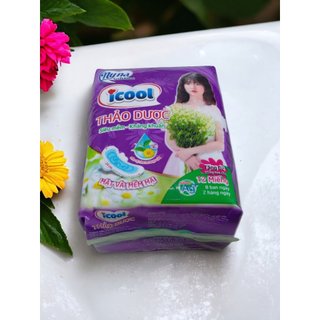 Băng Vệ Sinh ICOOL Tím Thảo Dược 12 miếng kết hợp 3 in 1 BVS Mặt Vải Mềm, Không Mát, Có Cánh Khử Mùi