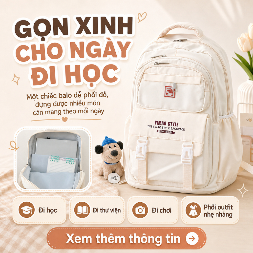 Balo đi học nam nữ năng động unisex dành cho học sinh, sinh viên YIMAO STYLE B648