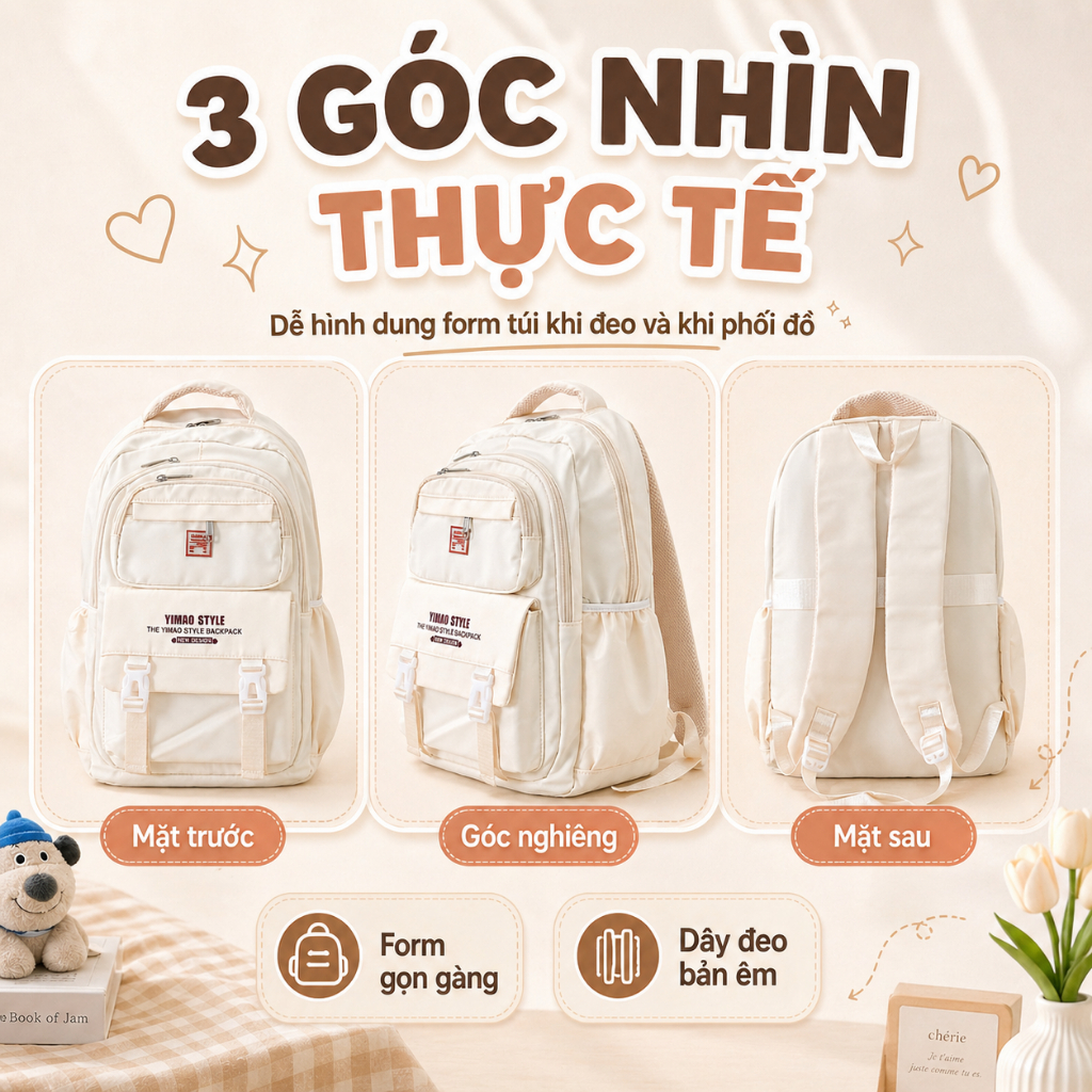 Balo đi học nam nữ năng động unisex dành cho học sinh, sinh viên YIMAO STYLE B648