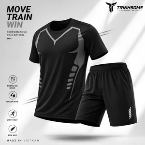 Bộ Thun Lạn Thể Thao Mát Mẻ Cọc Tay Hè, Bộ Đồ Nam Cầu Lông Chạy Bộ Tập Gym, Đủ size S->2XL