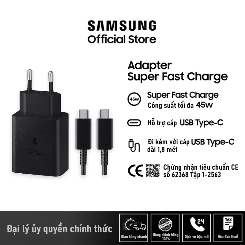 Sạc nhanh 45w Type C tương thích với Samsung dây sạc nhanh type c AGV bảo hành 6 tháng