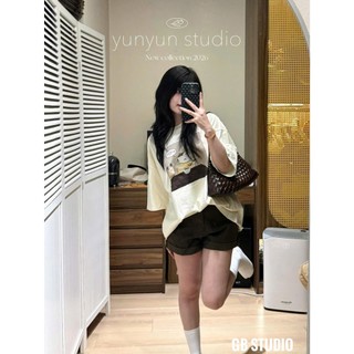 ÁO PHÔNG BE IN HÌNH CHÚ MÈO CẦM THÌA FORM OVERSIZE