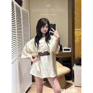 ÁO PHÔNG BE IN HÌNH CHÚ MÈO CẦM THÌA FORM OVERSIZE
