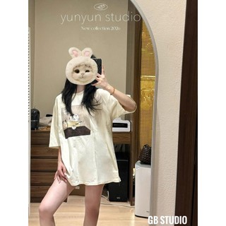 ÁO PHÔNG BE IN HÌNH CHÚ MÈO CẦM THÌA FORM OVERSIZE