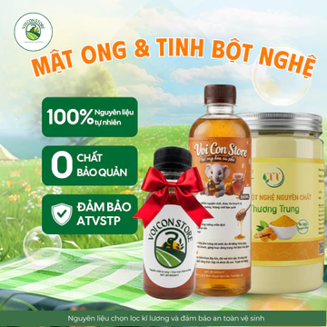 Combo Mật Ong Hoa Cà Phê Voi Con 500ml & Tinh Bột Nghệ Thương Trung 500g Nguyên Chất Tặng Mật Ong