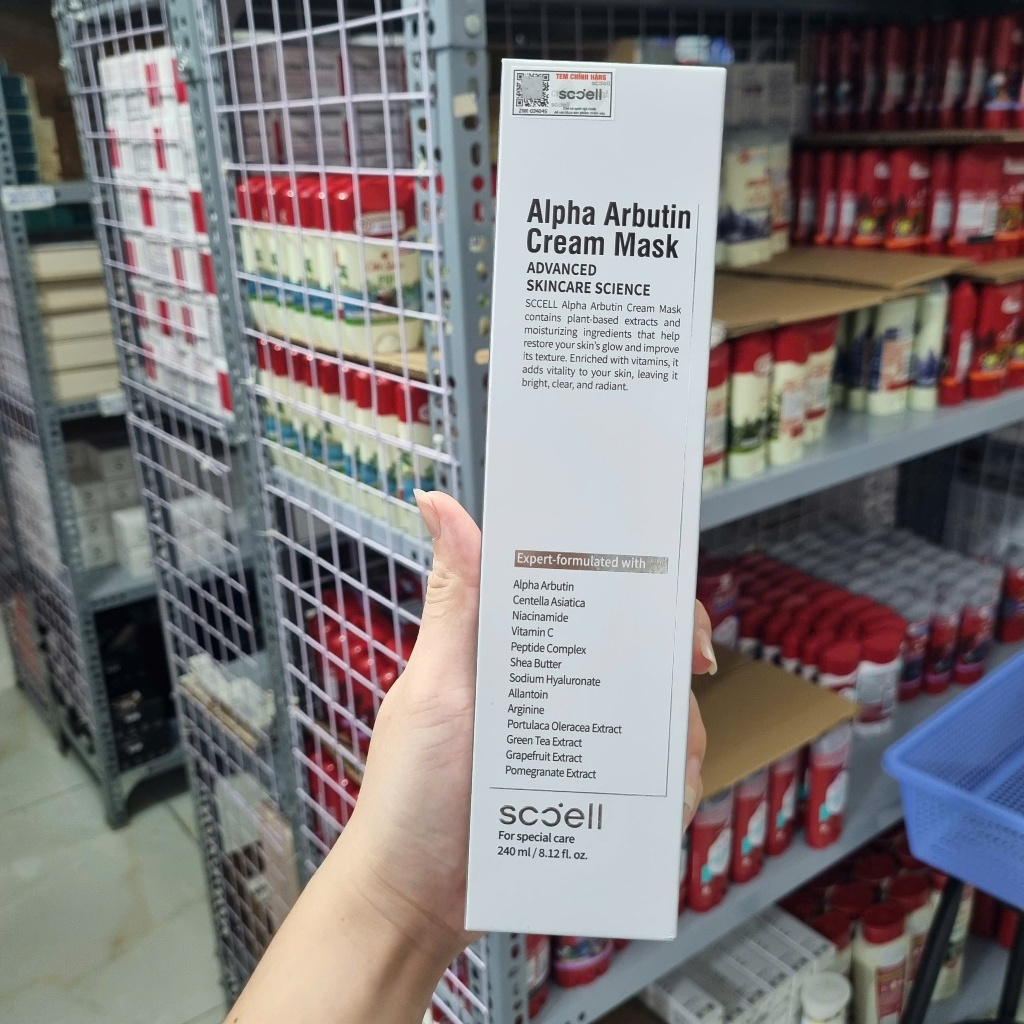 [HÀNG CTY] Mặt nạ ủ da mặt Sccell Alpha Arbutin Cream Mask hỗ trợ dưỡng trắng, dưỡng sáng da 240ml_Olay