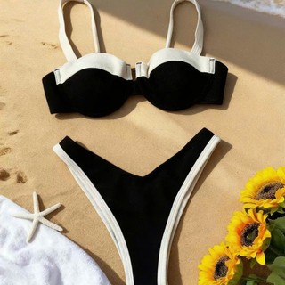 SET BIKINI HAI MẢNH CÚP NGỰC PHỐI TRẮNG HÀNG QCCC