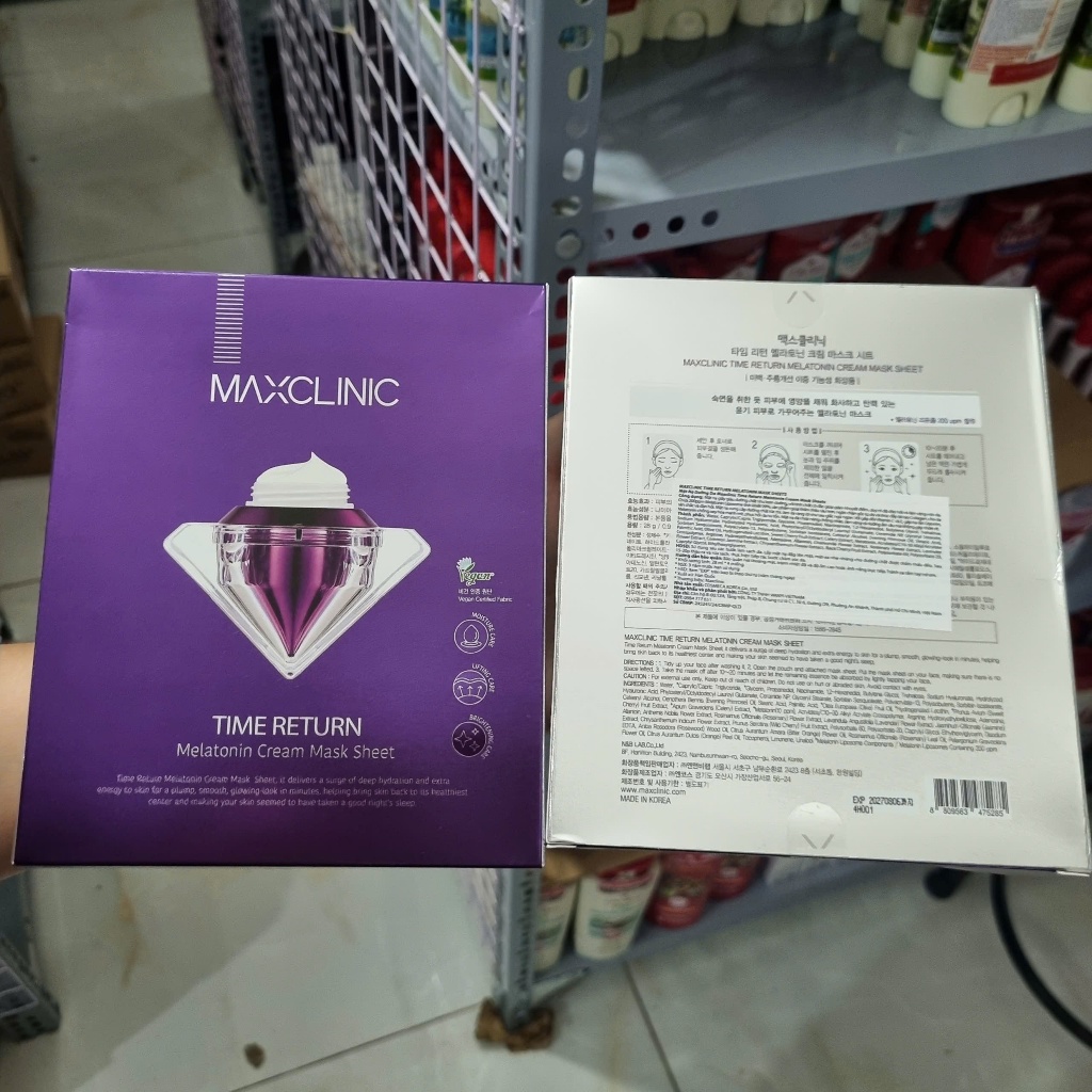 [HÀNG CTY] Hộp 4 Miếng Mặt Nạ Dưỡng Trẻ Hóa Da Maxclinic Time Return Melatonin Cream Mask Sheets 28mlx4