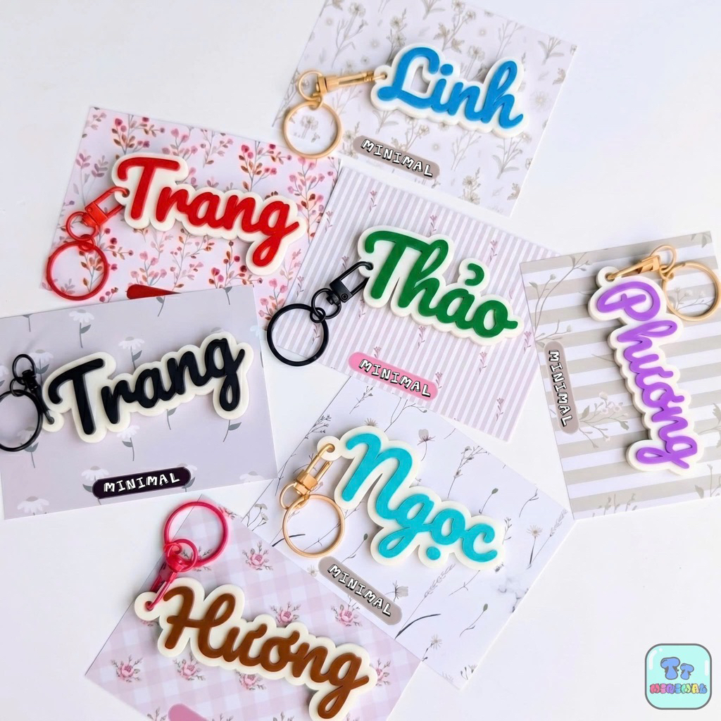 Móc Khóa Tên Theo Yêu Cầu In 3D – Tag Tên Cá Nhân Hóa Phong Cách Pastel Đáng Yêu Làm Quà Tặng, Trang Trí Balo
