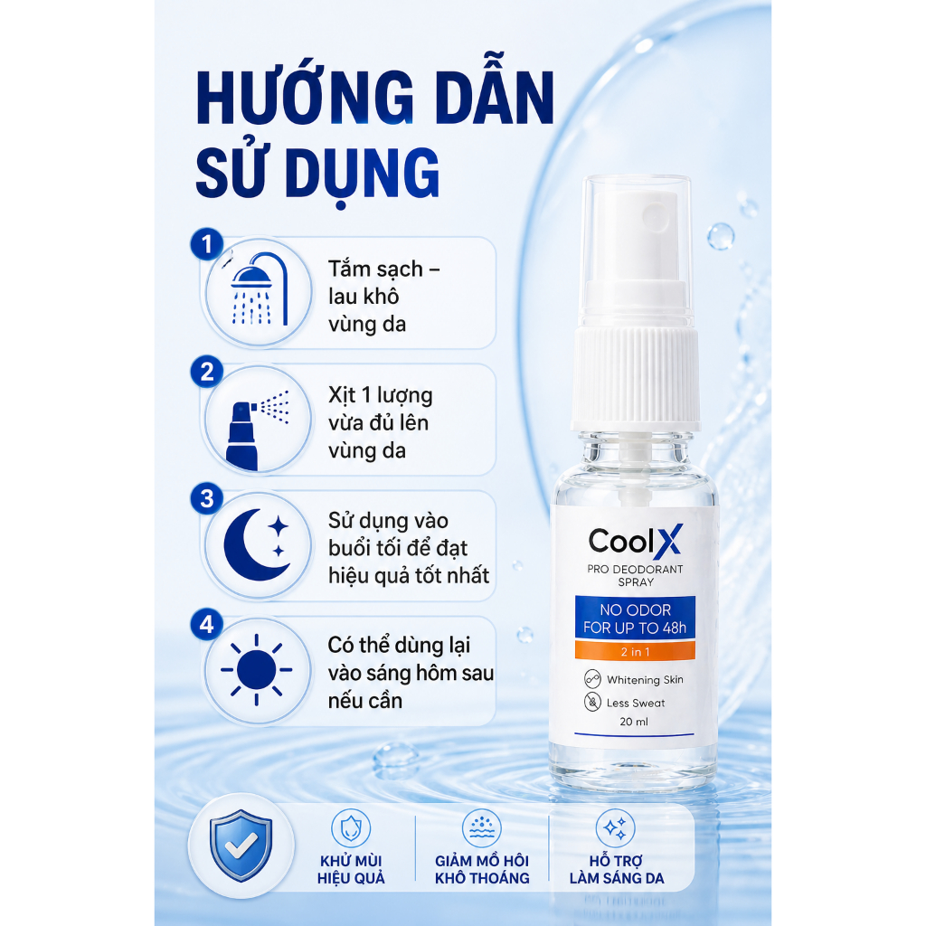 [MUA 1 TẶNG 1] COOLX PRO Xịt Khử Mùi Toàn Thân Tay Chân Nách cho Nam, Nữ  Hỗ Trợ Giảm Thiểu Mồ Hôi