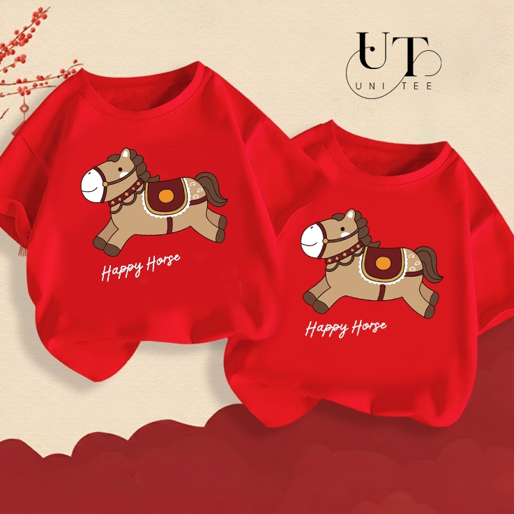 (9kg-110kg) Áo thun Unisex họa tiết con Ngựa Nâu, co giãn thoải mái, trẻ trung cho Trẻ Em, Nam Nữ - Uni Tee I U103