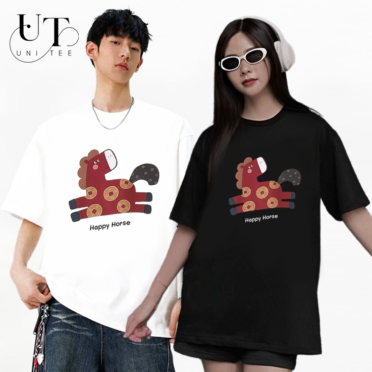 (9Kg-110Kg) Áo thun cho nam nữ, gia đình, trẻ em in hình Con Ngựa Đồng Xu, chất cotton 4 chiều, mềm mịn - Uni Tee I U104