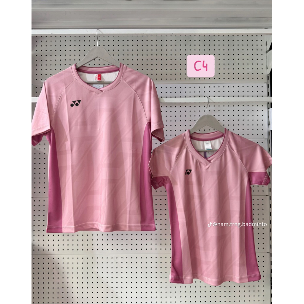 ( Nam - Nữ tay thường) Áo cầu lông Yonex - tuyển Hàn - trắng/ hồng | BigBuy360 - bigbuy360.vn
