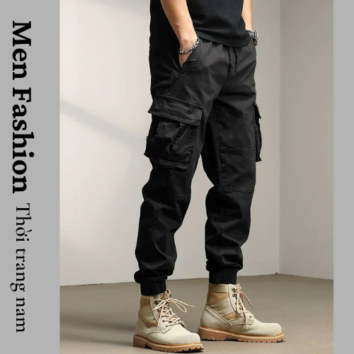 Quần Jogger Kaki - JG3 Quần Jogger Túi Hộp Cao Cấp Nam Cạp Chun Bo Gấu Vải Cotton