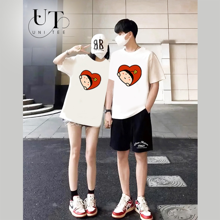 (9Kg-110Kg) Áo thun Unisex siêu mềm, hoạ tiết Tim ú òa, dễ thương cho bé Trai, bé Gái, Nam Nữ - Uni Tee I U11