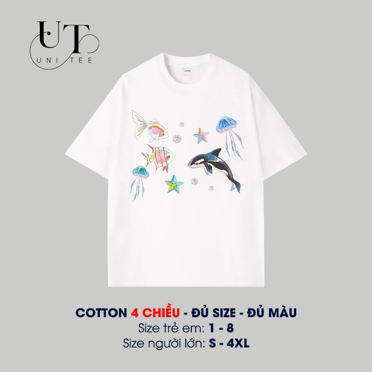 (9Kg-110Kg) Áo thun Unisex đi biển, áo thun in hình đại dương, thoải mái cho Nam Nữ, Trẻ Em, Gia Đình - Uni Tee I U110