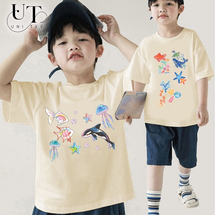 (9Kg-110Kg) Áo thun Unisex đi biển, áo thun in hình đại dương, thoải mái cho Nam Nữ, Trẻ Em, Gia Đình - Uni Tee I U110