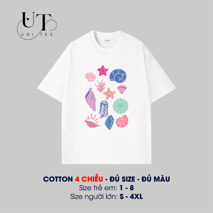 (9Kg-110Kg) Áo thun Unisex đi biển, áo thun in hình đại dương, thoải mái cho Nam Nữ, Trẻ Em, Gia Đình - Uni Tee I U110
