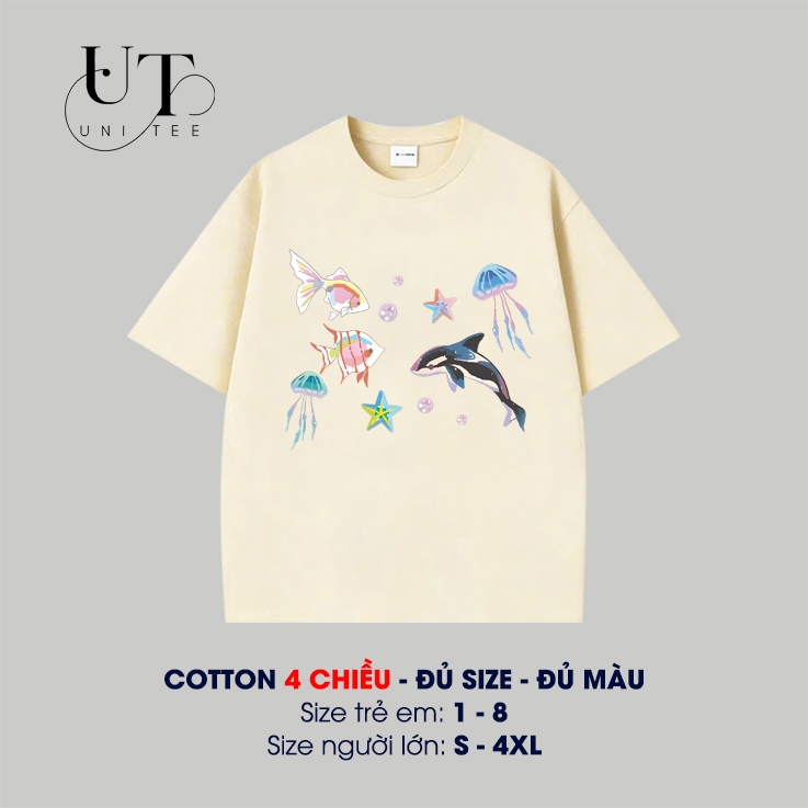 (9Kg-110Kg) Áo thun Unisex đi biển, áo thun in hình đại dương, thoải mái cho Nam Nữ, Trẻ Em, Gia Đình - Uni Tee I U110
