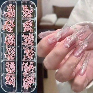 Charm nơ nhựa gắn móng mix màu khay 12 ô siêu xinh mẫu mới