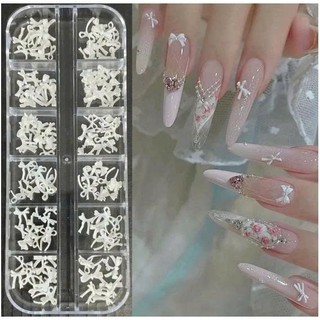 Charm nơ nhựa gắn móng mix màu khay 12 ô siêu xinh mẫu mới