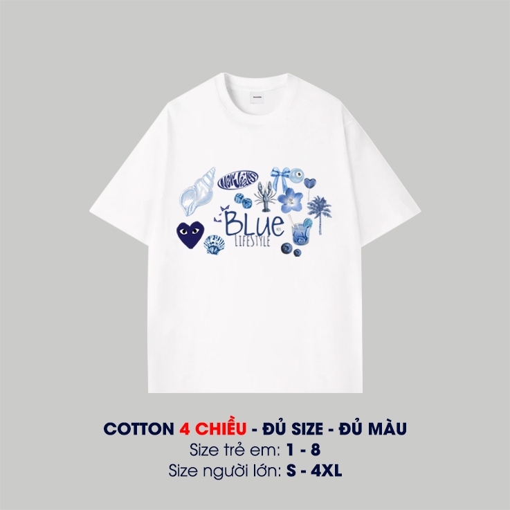(9Kg-110Kg) Áo thun Unisex mùa hè, áo thun đi biển Hàn Quốc, mát mẻ cho Nam Nữ, Trẻ Em, Gia Đình - Uni Tee I U120