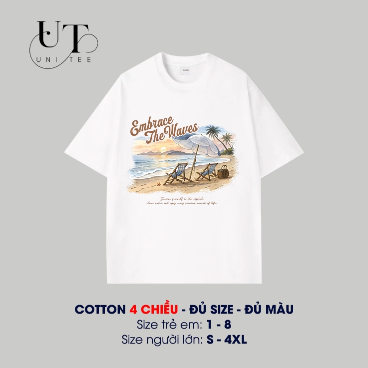 (9Kg-110Kg) Áo thun Unisex mùa hè, áo thun đi biển Hàn Quốc, mát mẻ cho Nam Nữ, Trẻ Em, Gia Đình - Uni Tee I U120