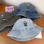 Nón Bucket Jean Thêu Gấu Chữ W Form Rộng Unisex | Mũ Tai Bèo Denim Vintage Cá Tính Đi Biển, Du Lịch, Chống Nắng