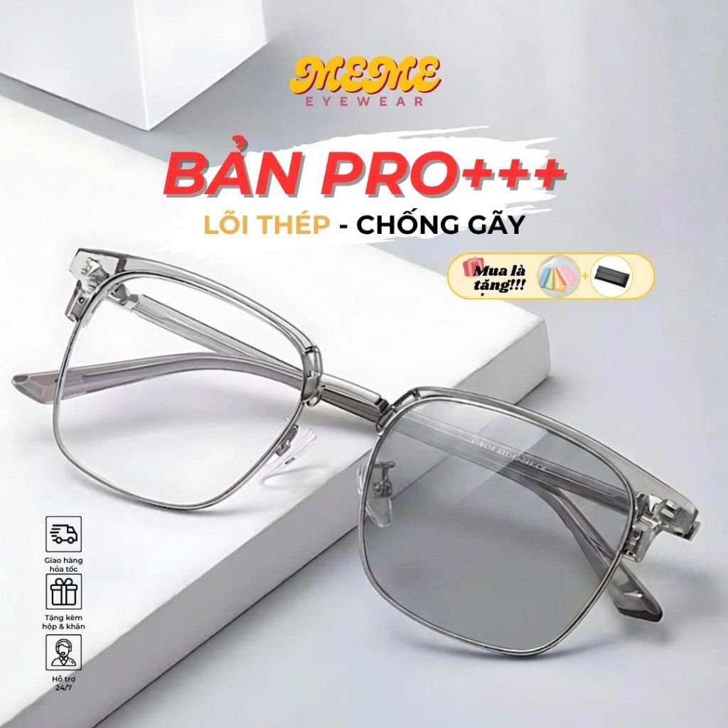 Mắt kính đổi màu dưới nắng có cận nam nữ thời trang chữ v chống UV chống ánh sáng xanh Mắt Kính MEME Y15