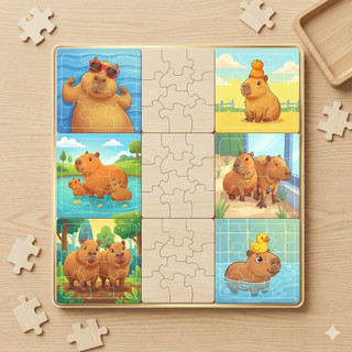 Combo SỈ 6 tranh ghép nhỏ 17cm Capybara TooYoo TG0045