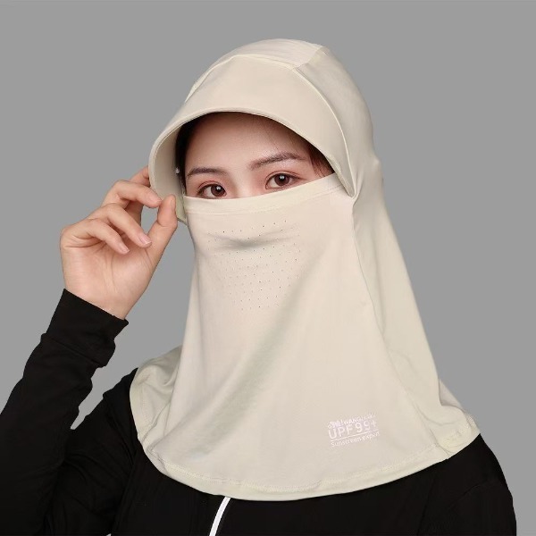 Mũ Chống Nắng Kèm Khẩu Trang Vải Thun Lạnh Mát Cho Mùa Hè, bảo vệ cổ khỏi nắng gắt