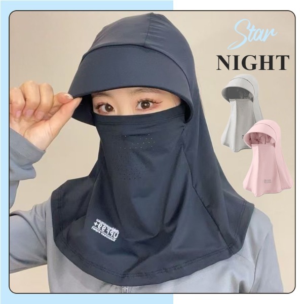 Mũ Chống Nắng Kèm Khẩu Trang Vải Thun Lạnh Mát Cho Mùa Hè, bảo vệ cổ khỏi nắng gắt