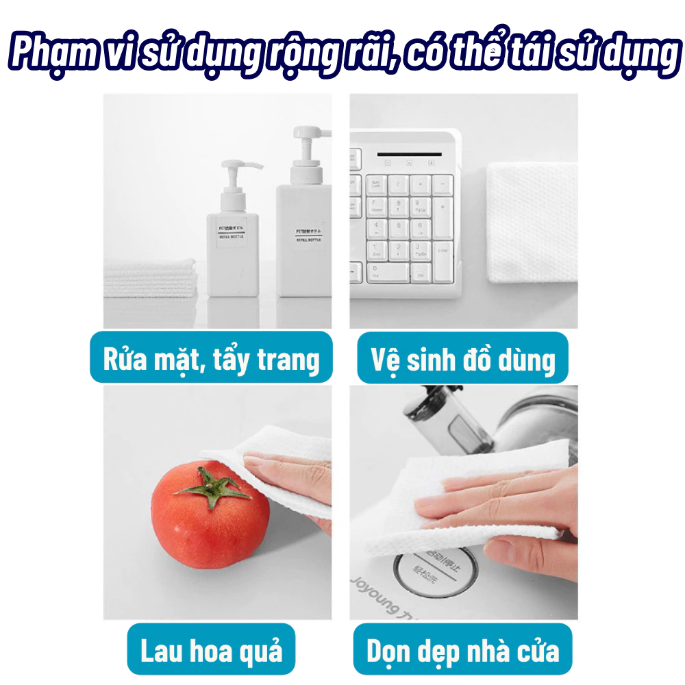 Khăn Giấy Lau Mặt 100% Cotton – Dạng Rút, Dùng 1 Lần, Thấm Hút Tốt, Tiện Dụng